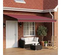 vidaXL Tettuccio Elettrico Retrattile Rosso Borgogna 4 x 2 m, Tenda a braccio retrattile automatica, moderna copertura in alluminio, ombra da esterno con luci LED, riparo funzionale