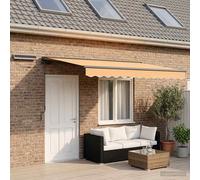 vidaXL Tenda da sole elettrica Retrattile Sabbia 5 x 3 m, copertura per terrazza Alaffresco, Recinto elettrico moderno, eccellente soluzione ombra, telo esterno resistente alle intemperie