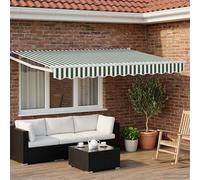 vidaXL Tettuccio Elettrico Retrattile Verde e Bianco 3,5 x 2,5 m, Tenda a braccio retrattile automatica, moderna copertura in alluminio, ombra da esterno con luci LED, riparo funzionale