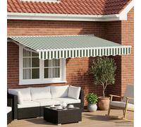 vidaXL Tettuccio Elettrico Retrattile Verde e Bianco 3,5 x 2,5 m, Soluzioni per Ombra in Giardino, Ombrellone Regolabile, Tenda Elettrica, Gazebo Moderno