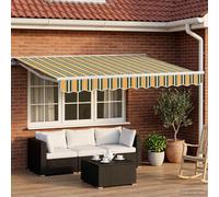 vidaXL Tettuccio Elettrico Retrattile Verde, Giallo, Bianco 3 x 2,5 m, Soluzioni per Ombra in Giardino, Ombrellone Regolabile, Tenda Elettrica, Gazebo Moderno