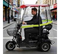 Tettuccio Parasole Universale per Scooter per la Mobilità, Copertura Integrale con Tenda Trasparente, Visiera Parasole e Parabrezza per Parcheggi all'Aperto(Red)