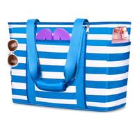 TEUEN Grand Borsa Mare Donna Impermeabile XXL, Borsa Spiaggia Pieghevole con Zip Borsa da Spiaggia Antisabbia Multiuso per Piscina,Viaggio,Shopping,Vacanze(50L)