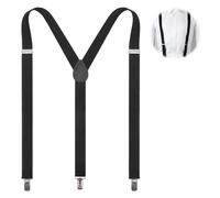 Teuena 1 Pezzi Bretelle Nere Donna, Forma di Y Bretelle da Uomo con 3 Clip Metalliche Molto Forti, Extra Forti Larghe 2,5cm Bretelle Regolabili ed Elastiche per Uomo e Donna (Nero)