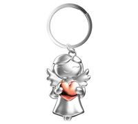 Teuena Portachiavi Angelo Custode, Angelo con Cuore Portafortuna, Portachiavi in Metallo con Ciondolo a Forma di Angelo con Una Stella Come Idea Regalo per Fidanzate e Donne (Oro Rosa)