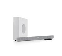 Teufel Cinebar 11 Mk4-2.1 - Soundbar Dolby Atmos con subwoofer senza fili salvaspazio, Bluetooth, HDMI 3D ARC CEC, 4K Pass Through, Touch Panel - Bianco