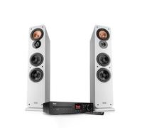 Teufel Ultima 40 Kombo 3 - Impianto stereo Hi-Fi con Bluetooth e lettore CD, WLAN, LAN, radio DAB+-FM, USB-C, HDMI ARC CEC, sistema a 3 vie, ampie possibilità di collegamento (Blanco)