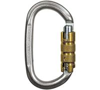 TEUFELBERGER EN 362 - Moschettone trilock ovale in acciaio, apertura 22 mm, colore: argento/oro