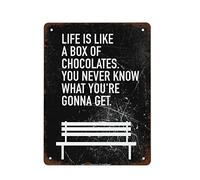 Teuoqi Targa in latta retrò decorazione da parete tipografia poster Art Life is Like A Box of Chocolates You Never Know What You're Gonna Get Best Quote Metal Signs Wall Decor 20,3 x 30,5 cm