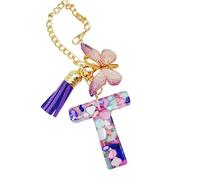 Teupyon Ciondolo a forma di con lettera | Charm per borsetta con farfalla e, e moderno portachiavi con iniziale, gioiello per bottiglia d'acqua per shopping all'aperto decorazione