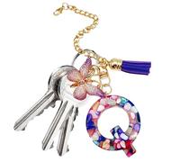 Teupyon Ciondolo a forma di con lettera | Charm per borsetta con farfalla e, e moderno portachiavi con iniziale, gioiello per bottiglia d'acqua per shopping all'aperto decorazione