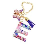 Teupyon Ciondolo a forma di con lettera | Charm per borsetta con farfalla e, e moderno portachiavi con iniziale, gioiello per bottiglia d'acqua per shopping all'aperto decorazione