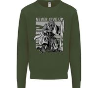 Teutonico Cavaliere Never Give Up Crociato Palestra Uomo Felpa Maglione