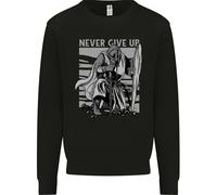 Teutonico Cavaliere Never Give Up Crociato Palestra Uomo Felpa Maglione