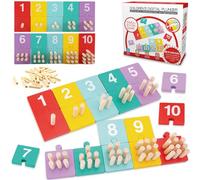 TEUVO Gioco Montessori Matematici Abaco Scuola Primaria Pallottoliere Montessori per Bambini 1 2 3 4 5 6 Anni, Educativi Giochi Legno Bambini Matematica Digitale Plunger Regoli Scuola Primaria Tavola