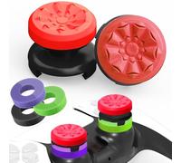 TEUVO Thumbstick Copri Analogici per - 4 Copri Analogico per + 3 Precision Rings Mejorar el Apuntado FPS Game Gommini Controllore per Tappi Controllo Tappi Joystick per PS4 Accessori, red