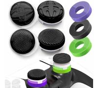 TEUVO Thumbstick Copri Analogici per - 4 Tappi Controllo per + 3 Precision Rings Mejorar el Apuntado FPS Game Gommini Controllore Copri Analogico per Tappi Joystick per PS4 Accessori 7 Set, black