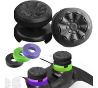 TEUVO Thumbstick per PS5 Copri Analogici, 2 Gommini Joystick per PS5 & 3 Precision Rings Assistance Shock Absorbers Tappi Analogico PS4 Controllore Accessori Controllo e Ridurre Pollice La Stanchezza