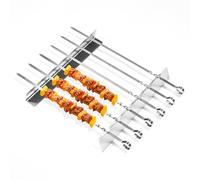 TEUYOE Set di spiedini per barbecue, 6 spiedini in acciaio inox con 2 supporti per rack e custodia, accessori per barbecue all'aperto per barbecue a gas e barbecue all'aperto