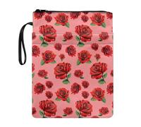 Tevecatos Custodia da viaggio con stampa di rose e cinturino da polso, tasca frontale per insegnanti e genitori