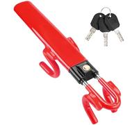 Tevlaphee Blocca Sterzo Automobile, Bloccasterzo Auto, Alta Visibilità, Resistente, Vestibilità universale, Lunghezza Regolabile, 3 Chiavi(Rosso)