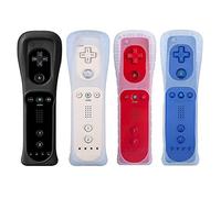 Tevodo Telecomando Wii, confezione da 4 controller wireless compatibile con Wii Wii U (nero, bianco, blu scuro)