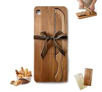 TEVROKS Set Coltello E Tagliere Per Pane, Affettatrice Manuale In Legno, Coltello Per Lievito Naturale E Tagliere, 20 Cm, Con Vassoio Raccogli Briciole Abbinato