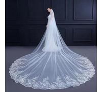 TEWAX Veli da sposa in pizzo lungo con bordo in pizzo bianco avorio 5 metri con pettine accessori da sposa sposa Veu velo da sposa