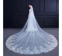 TEWAX Veli da sposa in pizzo lungo con bordo in pizzo bianco avorio 5 metri con pettine accessori da sposa sposa Veu velo da sposa