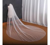 TEWAX Veli da sposa minimalisti a 2 livelli Velo da sposa semplice con velo fard per sposa 3M* 3M lungo velo da sposa 4 metri
