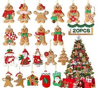 TEWWCEO 20 Pezzi Ornamento Pan di Zenzero Natale, Ciondolo Decorativo Appeso Uomo di Natale, Decorazione Natalizio per Albero, Festa e Casa