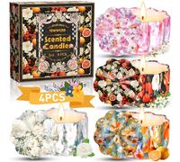 TEWWCEO Candele Profumate Regalo di Natale 4 pezzi Candele Set per Aromaterapia Candela Aromatica di cera di soia naturale con coperchio, Decora il Natale, Regalo per Donna, Mamma, Amici