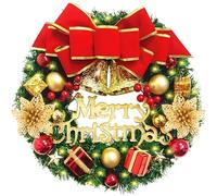 TEWWCEO Ghirlanda Natalizia 30cm Christmas Wreath con Campane Ghirlanda Artificiale Ghirlanda di Buon Natale Decorativa Christmas Ghirlanda Porta Regalo di Natale Ringraziamento Decorazioni Natalizie