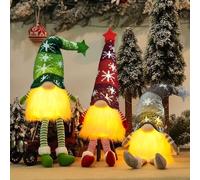 TEWWCEO Gnomi Natalizi Luminosi LED, 3 Pezzi Gnomo Natalizio Natalizia Scandinava, Gnomi Natalizi Piccoli Fatto Mano, Babbo Natale Peluche Decorazioni Natalizie per Albero di Natale Casa Tavolo Camino