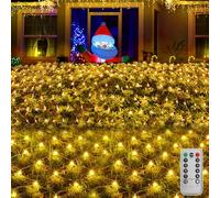 TEWWCEO Rete di Luci a LED 3 x 2 m Bianco Caldo, 8 Modalità di Illuminazione, Fata di Luce a Rete, 200 LED, Impermeabile, con Telecomando e Spina, per Esterno ed Interno, Natale, Giardino, Matrimoni