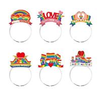 Tewzafiya Fasce per capelli arcobaleno da donna,Fascia per capelli arcobaleno,Cerchio per capelli a tema LGBT Love Wins | Cerchietto per capelli Love Wins, 6 pezzi, decorazioni colorate per cerchi per