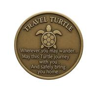 Tewzafiya Moneta Portafortuna - Tartaruga Viaggio Moneta,Souvenir Metallico Doppia Faccia Inciso con Poesia Benedizione per Feste Compleanni Ricorrenze Collezionisti Viaggiatori