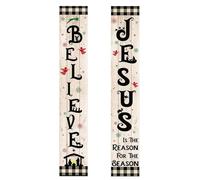 Tewzafiya Stendardo Natalizio Presepe - 2 Pezzi Decorazioni Porta Natale Stendardo | Insegna Stile Buffalo Resistente Agli Agenti Atmosferici per Decorazioni Festive per Interni ed Esterni