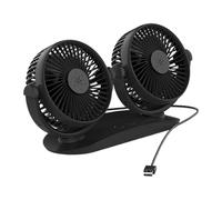 Tewzafiya Ventilatore da auto rinfrescante, doppia testa USB per ufficio | Ventilatore silenzioso potente a rotazione a 360°, circolazione 'aria per viaggi camion campeggio auto ufficio scuola
