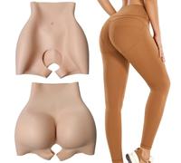 Tex-Eorey Mutande Modellanti in Silicone con Apertura Traspirante E Seno Finto Imbottito per Donne, Push-Up Miglioratore per La Modellazione del Corpo,Marrone