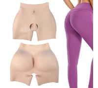 Tex-Eorey Mutandine da Donna in Silicone con Cavallo Aperto, per Il Potenziamento Realistico dei Glutei, per Travestiti E Cosplay,Brown(0.8cm)