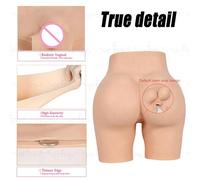 Tex-Eorey Realistico Silicone Mutandine Crossdressers Figa Boxer Slip Hip Enhancer Panty Biancheria Intima per Drag Queen,Brown(Upgrades)
