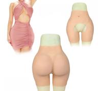 Tex-Eorey Silicone Falso Culo Slip Realistico Aperto Gluteo Sollevamento Biancheria Intima Anca Enhancer Mutandine per Donna Cosplay,White (1.2cm)