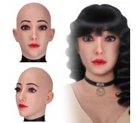 Tex-Eorey Silicone Femminile Maschera Copricapo Maschere Fatto a Mano Realistico Morbido Adulti Maschera A Pieno Facciale Halloween Festa Maschera per Cosplay,Marrone,Makeup