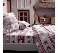 Tex family Completo Lenzuola Flanella Baita e Cuore - Cotone 100% Felpato - Caldo, Morbido, Made in Italy - Una Piazza