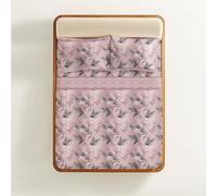 Tex family Completo Lenzuola Foglie Rosa - 100% Cotone Naturale - Elegante e Traspirante - Made in Italy, Lavabile - 2 PIAZZE