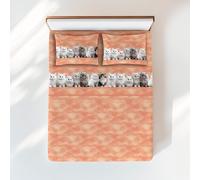 Tex family Completo Lenzuola Gattini Salmone - Stampa Dolce e Realistica - 100% Cotone - Made in Italy, Lavabile - 1 PIAZZA