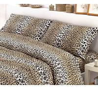 Tex family Completo Lenzuola Maculato Leopardato - 100% Cotone Made in Italy - Set con Lenzuolo Sopra, Lenzuolo Sotto con Angoli e Federe - Design Animalier Safari - Due Piazze