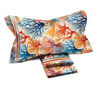 Tex family Completo Lenzuola Matrimoniale MAXI - Fantasia Coralli Multicolore - 100% Cotone - Design Vivace e Moderno