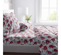 Tex family COMPLETO LENZUOLO in morbida microfibra FIORE Rosso Matrimoniale 2 PIAZZE no stiro…